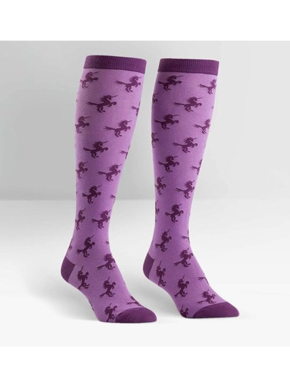 Sock It To Me Women's Knee High Socks Purple Unicorns Size One Size NWT  B10